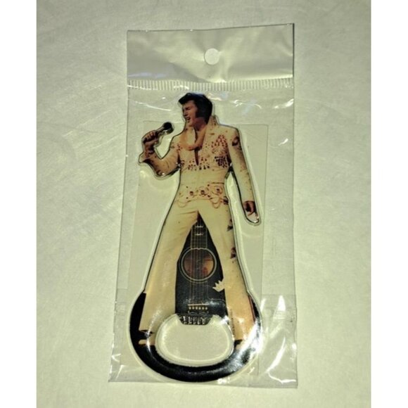 Elvis Presley Jumpsuit Magnet Bottle Opener Magnetic The King Photo Rock & Roll - Picture 2 of 2